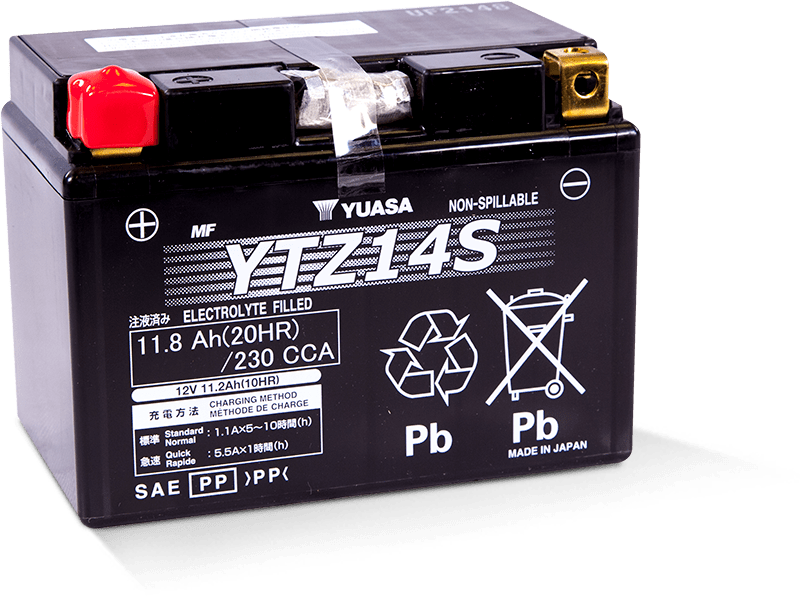 Yuasa YTZ14S Battery (Japan, Wet Charged)