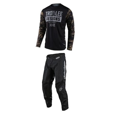 Troy Lee Designs JERSEY SET Scout GP Off-Road Peace & Wheelies Camo Green + GP Air Pant Mono Black