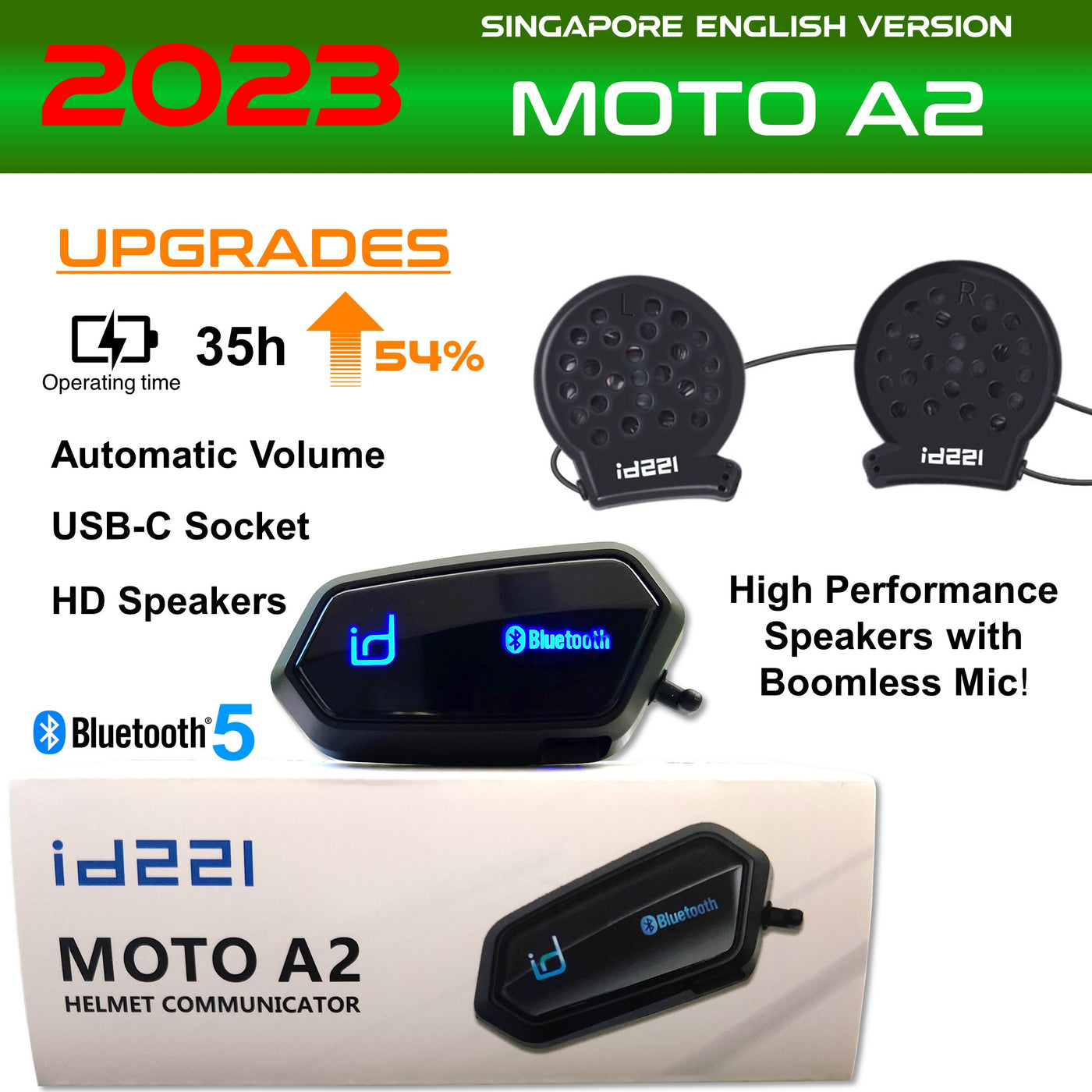 id221 Moto A2 Bluetooth Headset