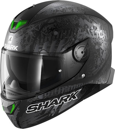 Shark Skwal Switch Rider Mat Black Anthrac Silver Helmet w. LED (KAS)