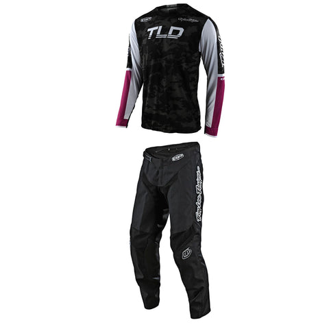 Troy Lee Designs JERSEY SET GP Air Veloce Camo Black / Glo Green + GP Air Pant Mono Black
